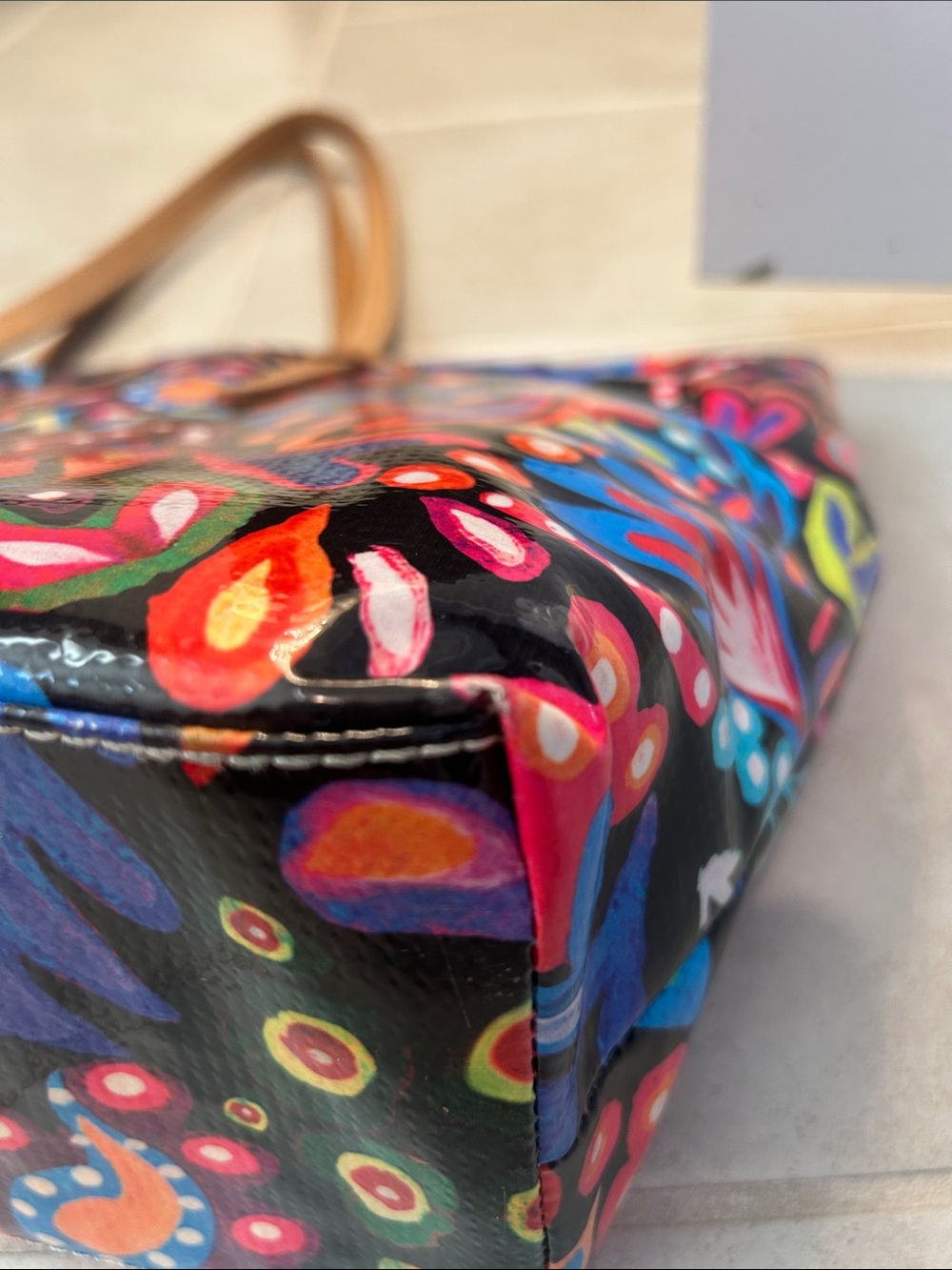Consuela Multicolor Paisley Shoulder Tote with Tan Straps - Picture 8 of 9